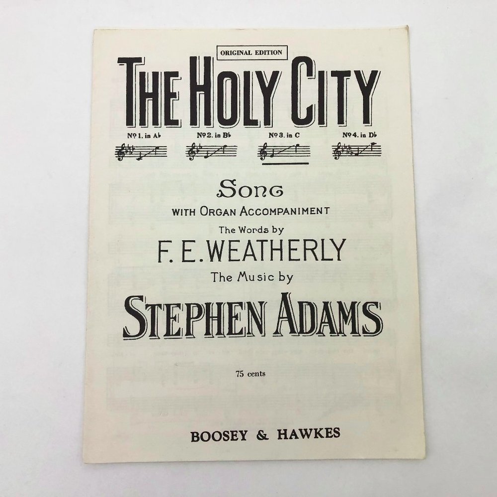 Vintage Sheet Music The Holy City Song by F. E. Weatherly and Stephen Adams